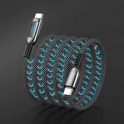 Wiwu Wi-C041 MagQ Çinko Alaşımlı Type-C to Type-C Hızlı Şarj Özellikli Data ve Şarj Kablosu 100W Siyah