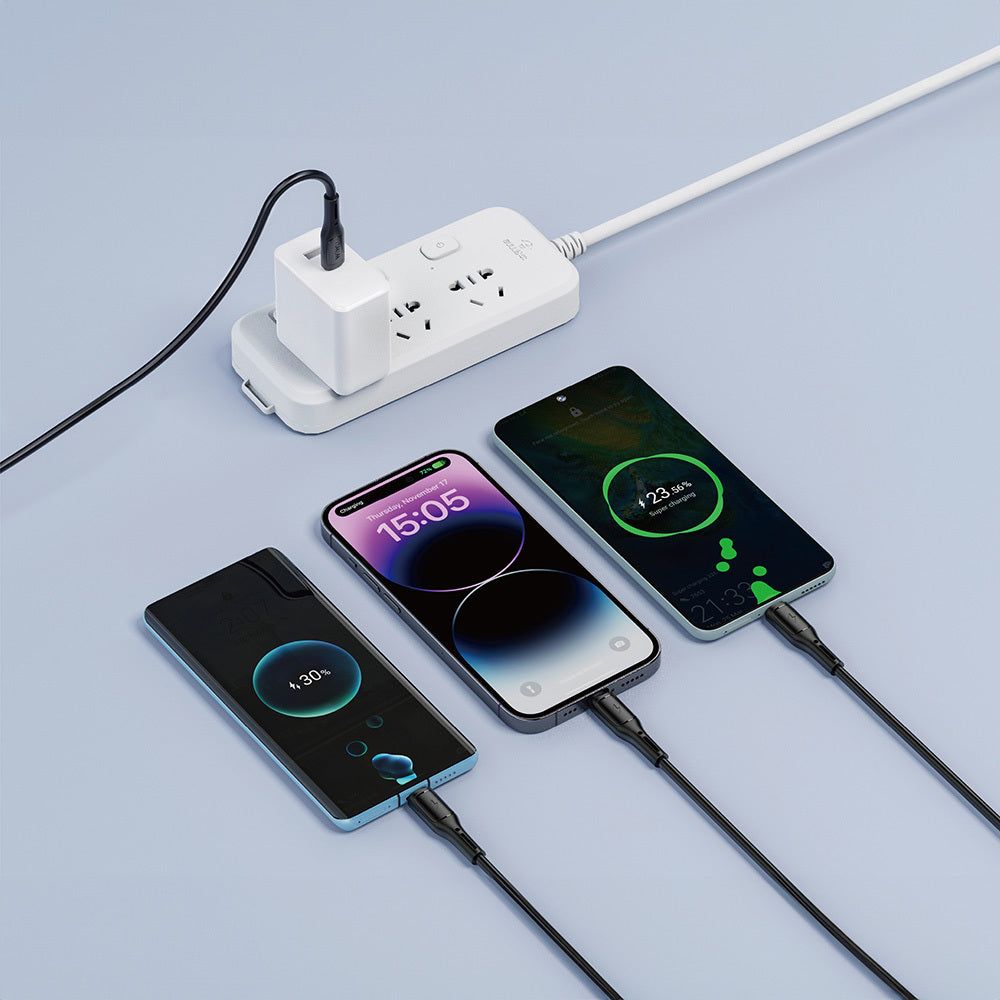 Wiwu Wi-C046E Starlink Serisi 3in1 USB-C to Lightning – Type-C – Micro Şarj ve Data Kablosu 60W 1.2M Beyaz