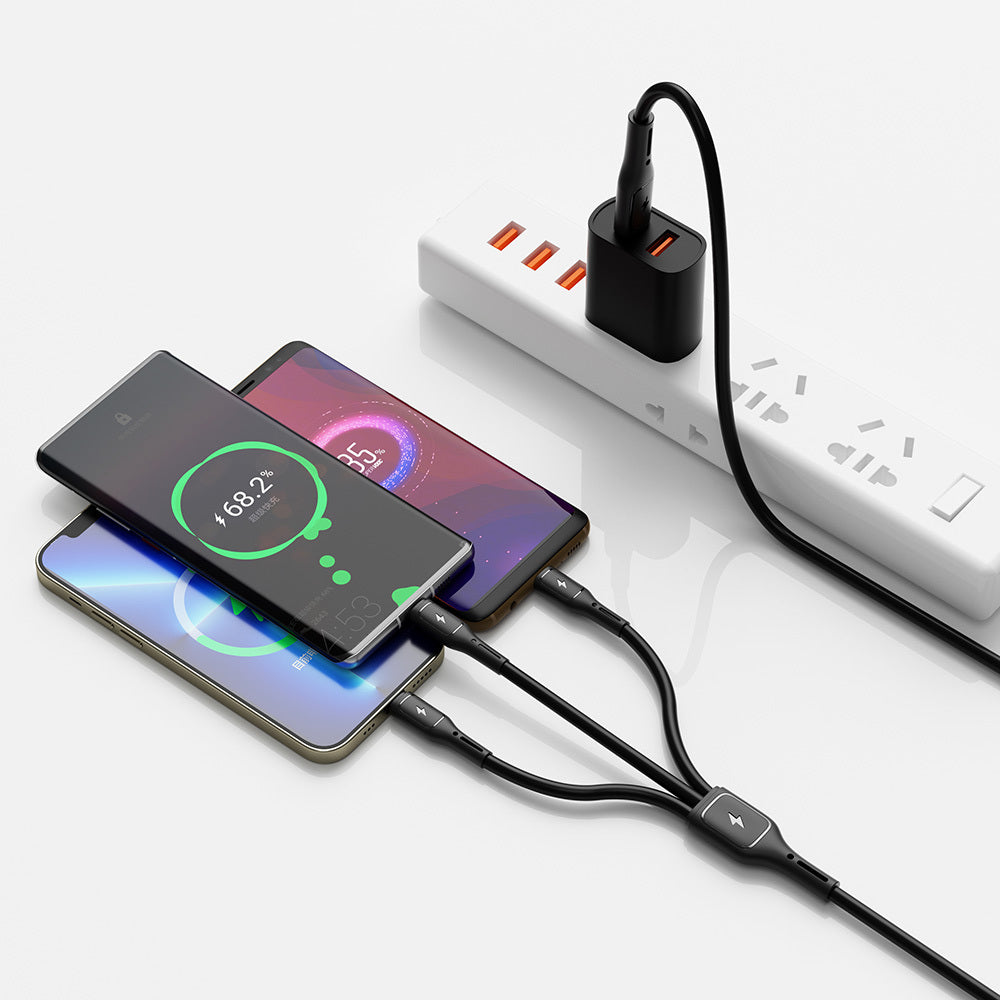 Wiwu Wi-C046E Starlink Serisi 3in1 USB-C to Lightning – Type-C – Micro Şarj ve Data Kablosu 60W 1.2M Siyah