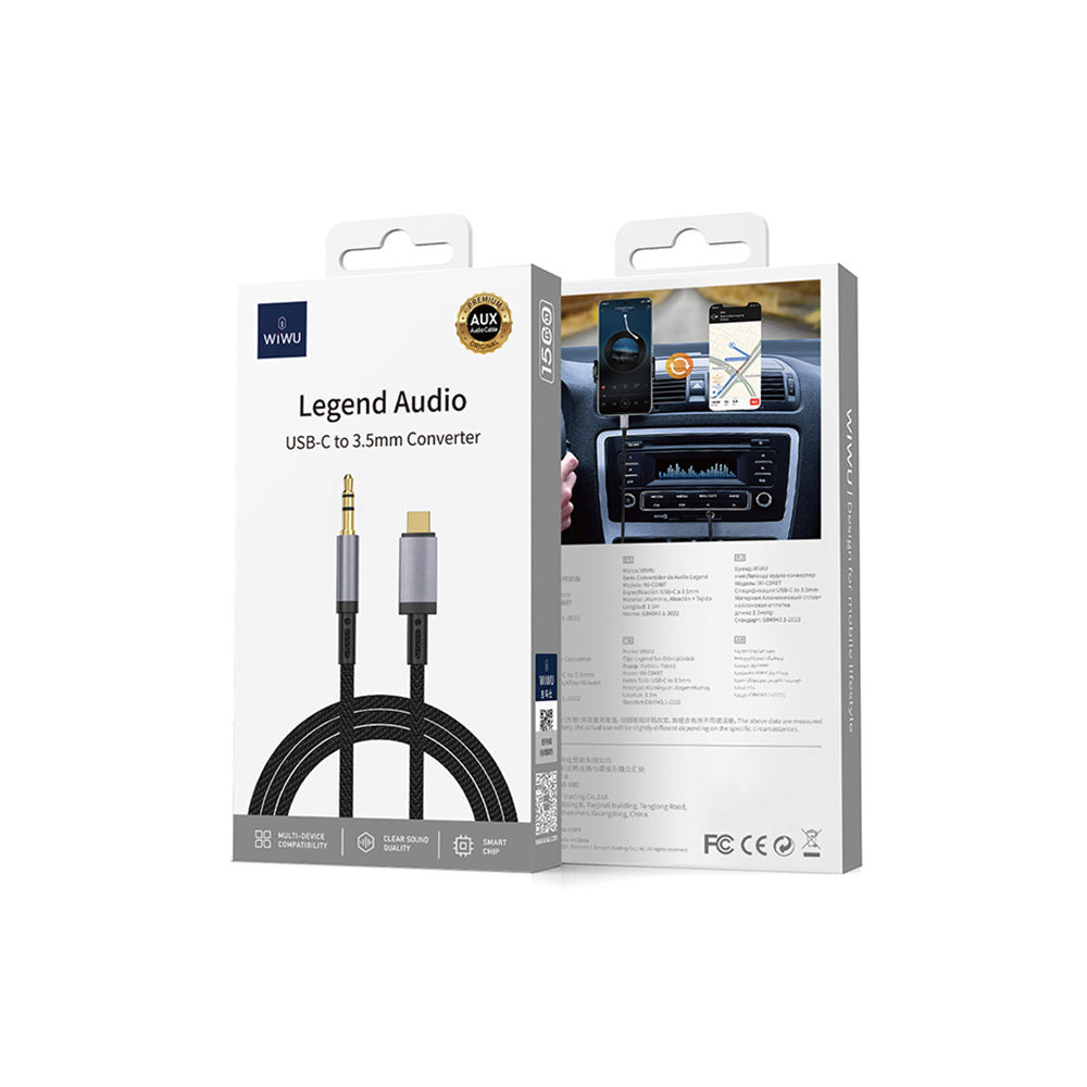 Wiwu Wi-C048 Legend Audio Serisi Type-C to 3.5mm Aux Ses Kablosu 1.5M Siyah