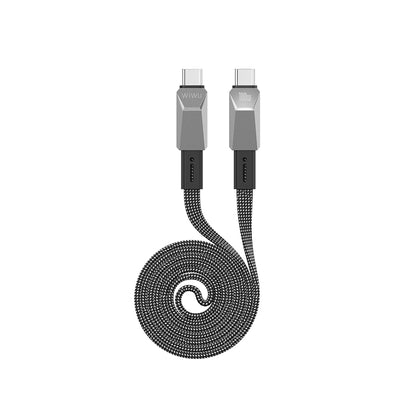 Wiwu Wi-C078 Cyberlink Serisi Type-C to Type-C PD Hızlı Şarj Özellikli Data ve Şarj Kablosu 100W 1M Gümüş