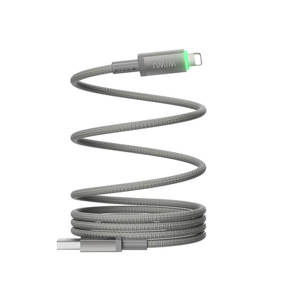 Wiwu Wi-C081 Maglink Serisi Işıklı Magnetik USB-A to Lightning Işıklı Hızlı Şarj Özellikli Data ve Şarj Kablosu 1M Gri