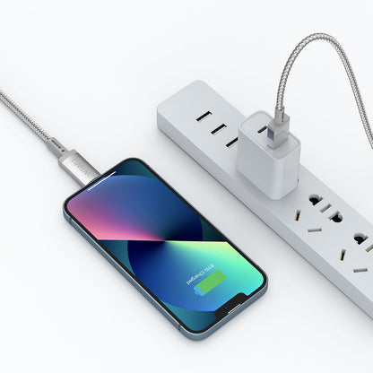 Wiwu Wi-C081 Maglink Serisi Işıklı Magnetik USB-A to Lightning Işıklı Hızlı Şarj Özellikli Data ve Şarj Kablosu 1M Gri
