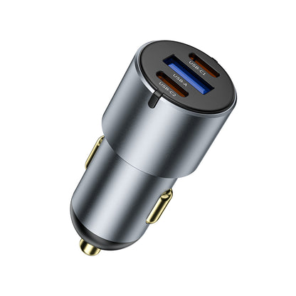 Wiwu Wi-CC032 Nano Pro Serisi Dual Type-C + USB-A Hızlı Şarj Özellikli Akım Korumalı Araç Şarj Aleti PD VE QC3.0 60W Gri