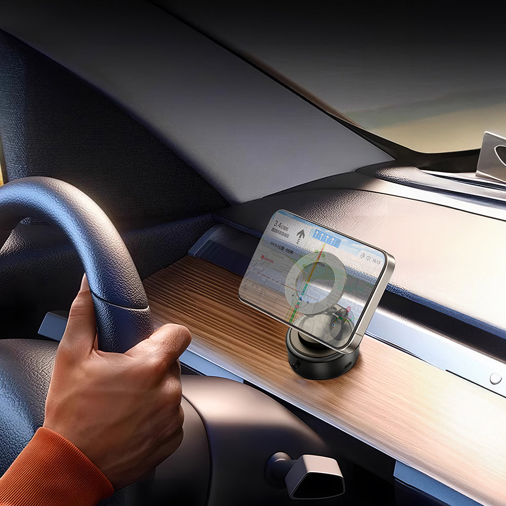 Wiwu Wi-CH056 Type-C Portlu Elektrikli Vakum Özellikli Magnetik Telefon Tutucu Siyah