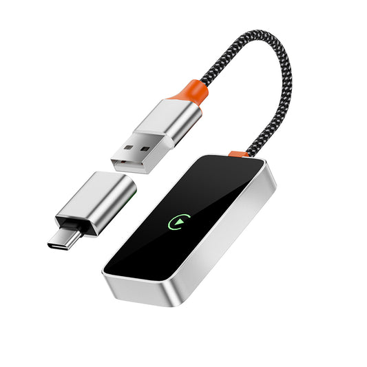 Wiwu Wi-CP002 CarPlay Dijital LED Göstergeli Kablosuz Ses Alıcı USB Girişli Bluetooth Adaptör Gümüş