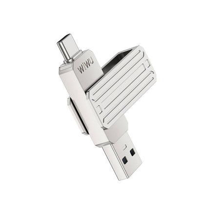 Wiwu Wi-FD001 3in1 USB3.2 Sürücü Disk USB-A + Lightning + Type-C OTG 128 GB Gümüş