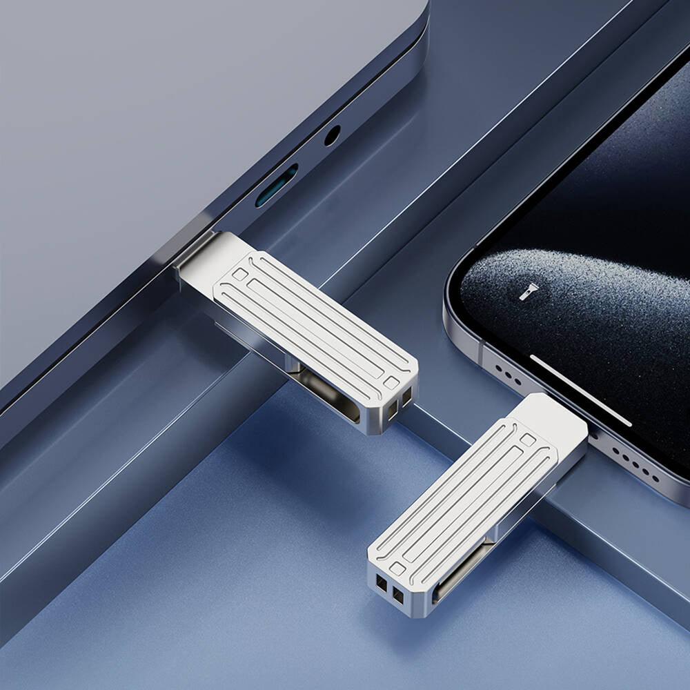 Wiwu Wi-FD001 3in1 USB3.2 Sürücü Disk USB-A + Lightning + Type-C OTG 64 GB Gümüş