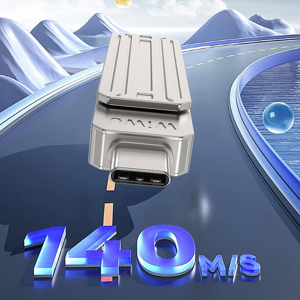 Wiwu Wi-FD001 3in1 USB3.2 Sürücü Disk USB-A + Lightning + Type-C OTG 64 GB Gümüş