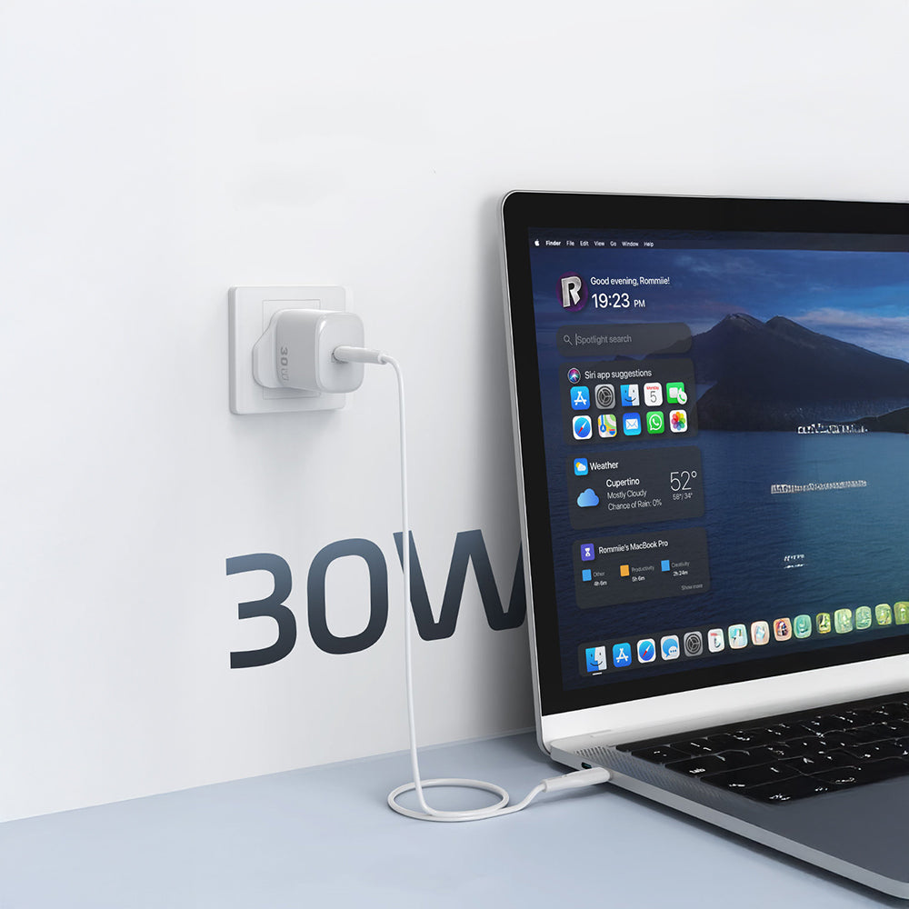 Wiwu Wi-G008 Essen Serisi GaN Tech PD Hızlı Şarj Özellikli Şarj Başlığı 30W Beyaz