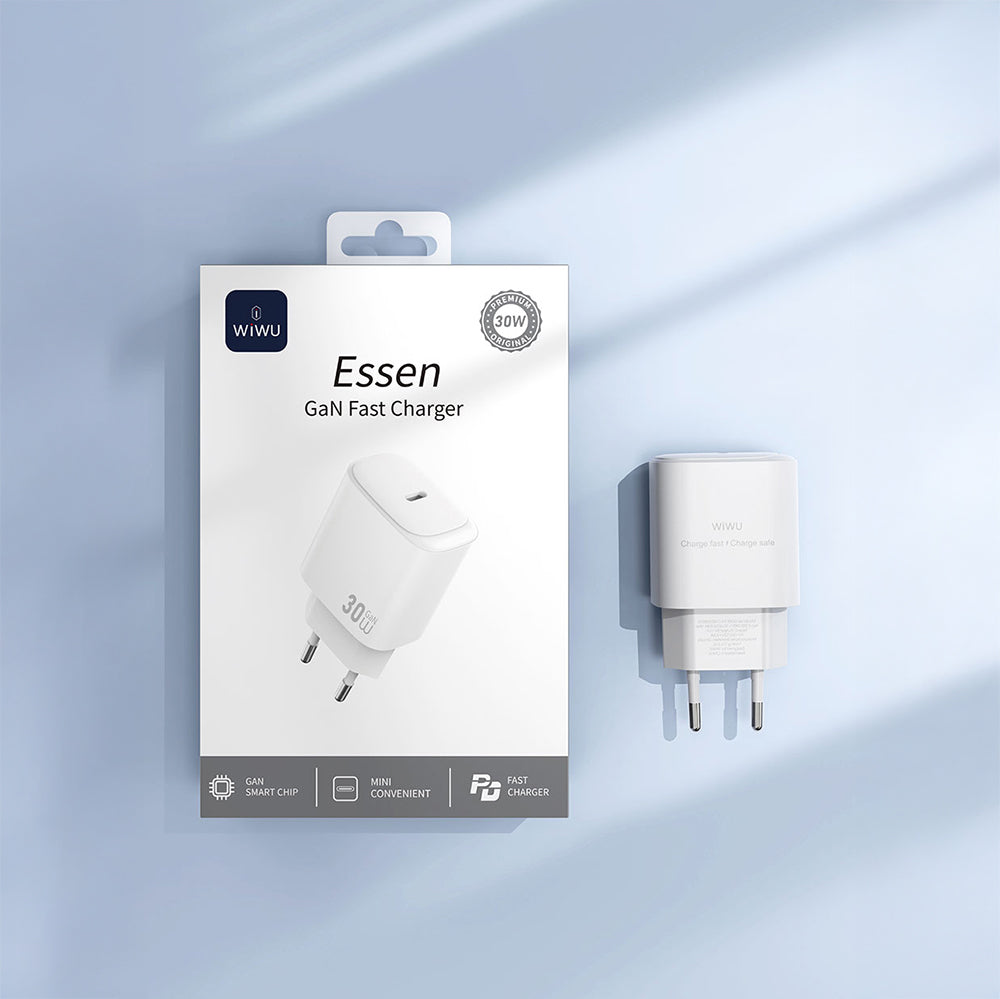 Wiwu Wi-G008 Essen Serisi GaN Tech PD Hızlı Şarj Özellikli Şarj Başlığı 30W Beyaz