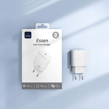 Wiwu Wi-G008 Essen Serisi GaN Tech PD Hızlı Şarj Özellikli Şarj Başlığı 30W Beyaz