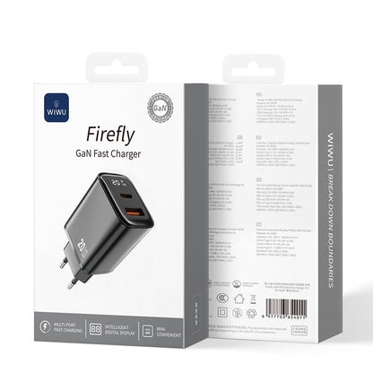 Wiwu Wi-G009 Firefly Serisi GaN Tech PD Hızlı Şarj Özellikli Şarj Başlığı 20W Siyah