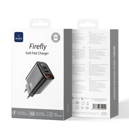 Wiwu Wi-G010 Firefly Serisi GaN Tech PD Hızlı Şarj Özellikli Şarj Başlığı 30W Siyah