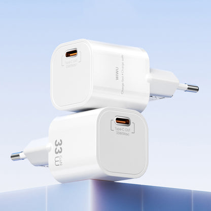 Wiwu Wi-G015 Cube Serisi GaN Tech PD Hızlı Şarj Özellikli Mini Şarj Başlığı 33W Beyaz