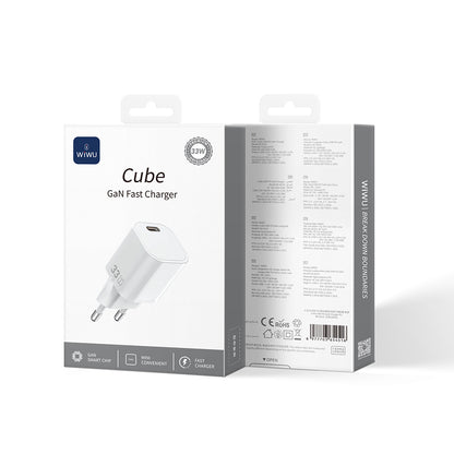 Wiwu Wi-G015 Cube Serisi GaN Tech PD Hızlı Şarj Özellikli Mini Şarj Başlığı 33W Beyaz