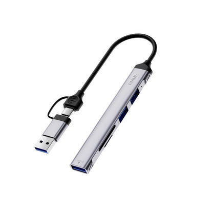 Wiwu Wi-HB003 Zolo Serisi USB3.0 + USB2.0 + SD/TF Bağlantılı Type-C USB-A 5in1 Hub Gri