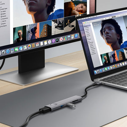 Wiwu Wi-HB8001 Travel Serisi 8in1 HDMI (4K@60Hz) Girişli 100W PD Type-C Hub Bağlantı İstasyonu Gri