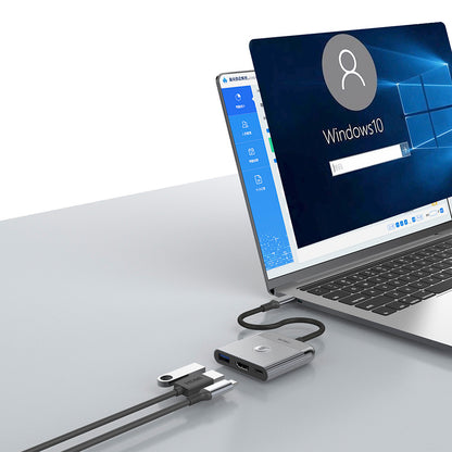 Wiwu Wi-HB8002 Travel Serisi 3in1 HDMI (4K@60Hz) Girişli 100W PD Type-C Hub Bağlantı İstasyonu Gri