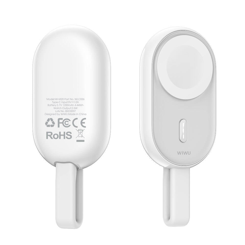 Wiwu Wi-M20 Ark Serisi Akıllı Saat Mini Wireless Powerbank 1200mAh 2.5W Beyaz