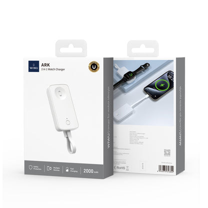 Wiwu Wi-M22 Ark Serisi 2in1 Akıllı Saat Mini Wireless Powerbank 2000mAh 2W Beyaz