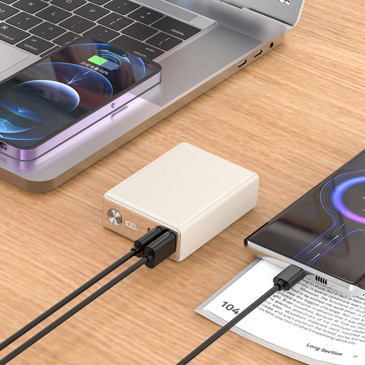 Wiwu Wi-P005 Rock LED Ekranlı Taşınabilir Powerbank PD 20W 10000mAh Beyaz