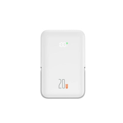 Wiwu Wi-P009 LED Ekranlı Standlı Kablosuz Şarj Özellikli Taşınabilir Powerbank 10000mAh 20W Beyaz