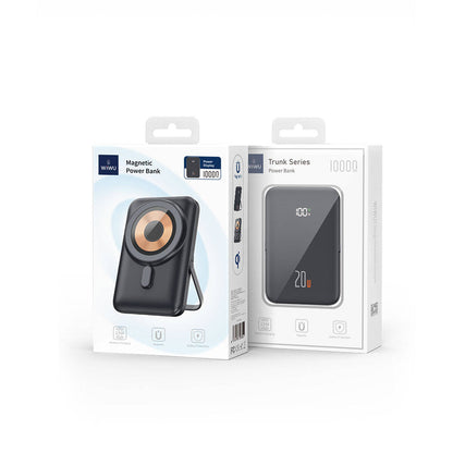 Wiwu Wi-P009 LED Ekranlı Standlı Kablosuz Şarj Özellikli Taşınabilir Powerbank 10000mAh 20W Beyaz