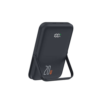 Wiwu Wi-P009 LED Ekranlı Standlı Kablosuz Şarj Özellikli Taşınabilir Powerbank 10000mAh 20W Siyah