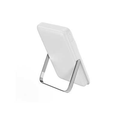 Wiwu Wi-P011 Gentleman Serisi LED Işık Göstergeli Standlı Kablosuz Powerbank 10.000mAh 15W Beyaz