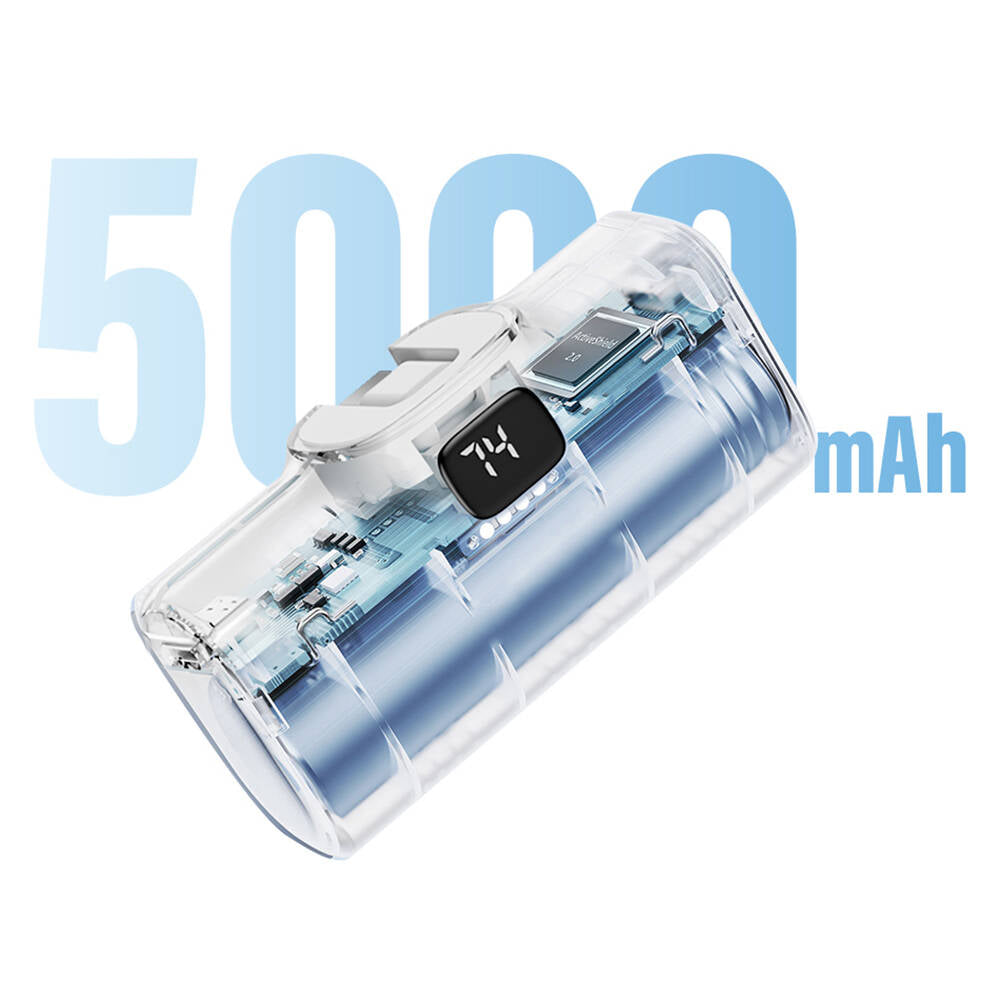 Wiwu Wi-P017 Capsule Serisi 2in1 Mini Taşınabilir Standlı Lightning Powerbank 5000mAh Beyaz