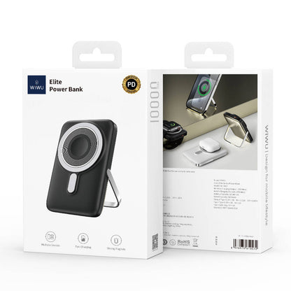 Wiwu Wi-P018 Elite Serisi Led Ekranlı M-safe Powerbank Wireless 15W 10000mAh Beyaz