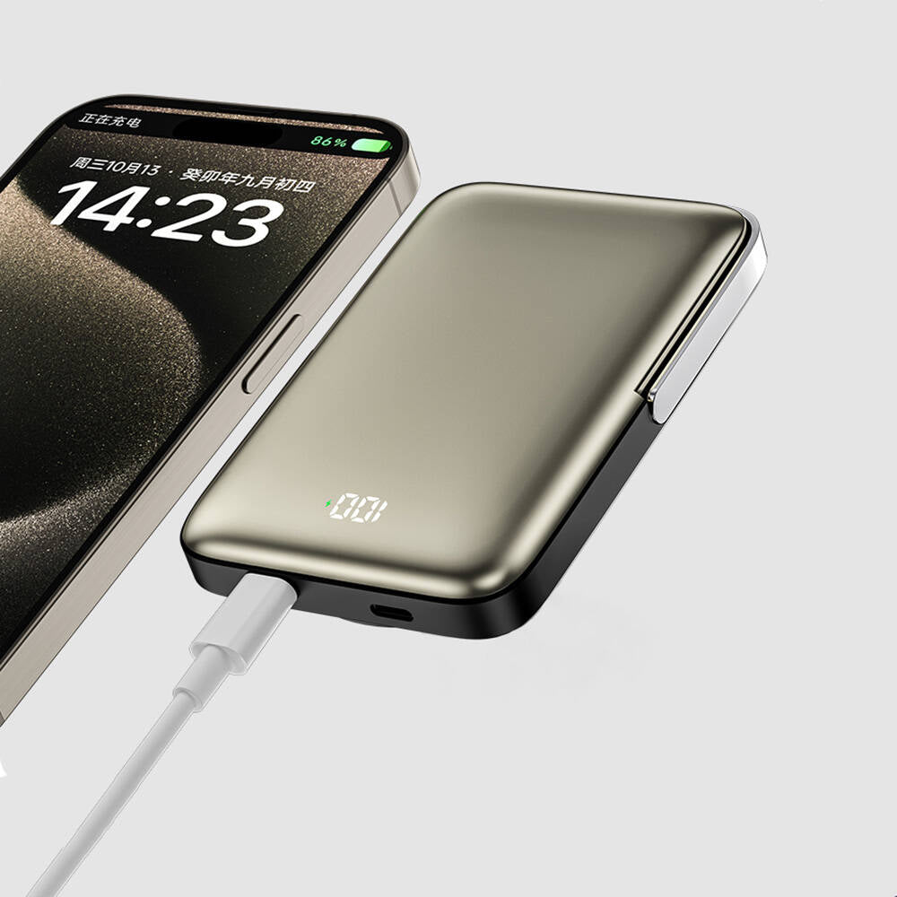 Wiwu Wi-P018 Elite Serisi Led Ekranlı M-safe Powerbank Wireless 15W 10000mAh Gri