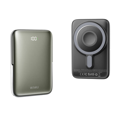 Wiwu Wi-P018 Elite Serisi Led Ekranlı M-safe Powerbank Wireless 15W 10000mAh Beyaz