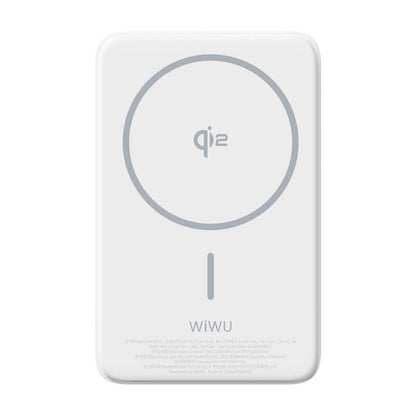 Wiwu Wi-P031 Qi2 Şarj Teknolojili LED Işık Göstergeli Standlı 30W Taşınabilir M-safe Wireless Powerbank 10.000mAh Beyaz