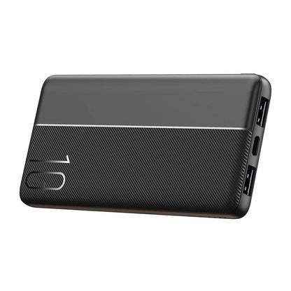 Wiwu Wi-P032 Dual USB-A ve Type-C PD LED Işık Göstergeli Taşınabilir Powerbank 10000mAh Siyah