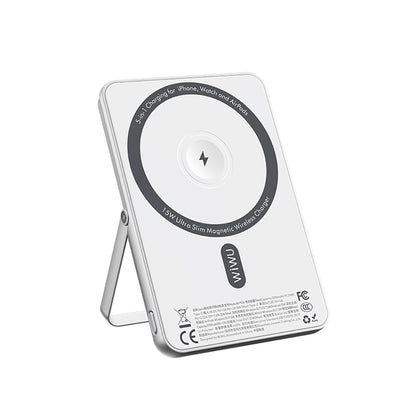 Wiwu Wi-P034 Dijital LED Göstergeli Standlı Kablosuz Powerbank 5000mAh 15W Gümüş