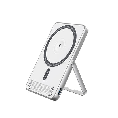 Wiwu Wi-P034 Dijital LED Göstergeli Standlı Kablosuz Powerbank 5000mAh 15W Gümüş