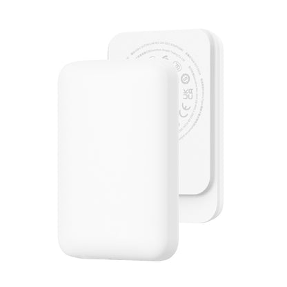 Wiwu Wi-P037 Qi Şarj Teknolojili LED Işık Göstergeli M-safe Kablosuz Powerbank 5000mAh 15W Beyaz