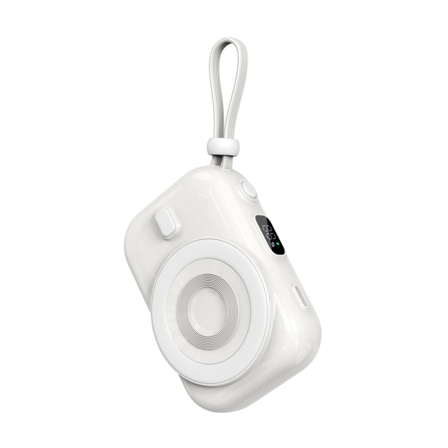 Wiwu Wi-P041 Dijital LED Göstergeli Type-C Kablolu Askılı Wireless Powerbank 10000mAh Beyaz