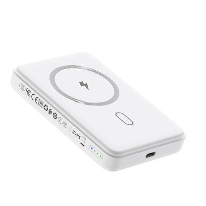 Wiwu Wi-P043 LED Işık Göstergeli Standlı Taşınabilir M-safe Wireless Powerbank 10.000mAh 15W Beyaz