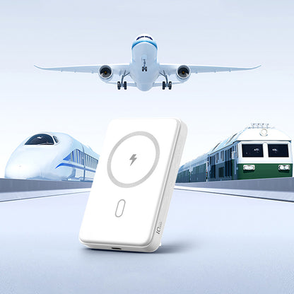 Wiwu Wi-P043 LED Işık Göstergeli Standlı Taşınabilir M-safe Wireless Powerbank 10.000mAh 15W Beyaz