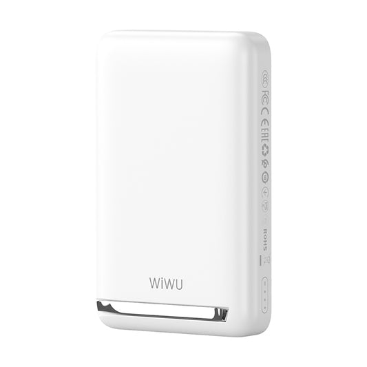 Wiwu Wi-P043 LED Işık Göstergeli Standlı Taşınabilir M-safe Wireless Powerbank 10.000mAh 15W Beyaz