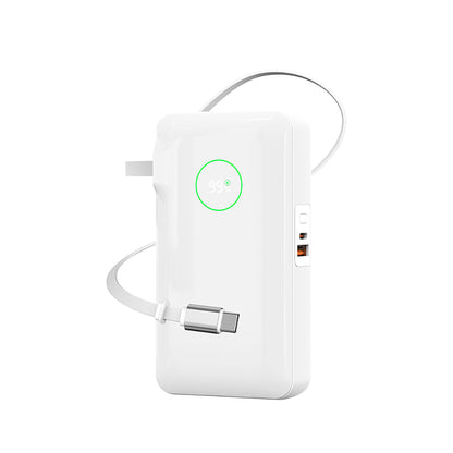 Wiwu Wi-P049 Noble Serisi Type-C Kablolu Dijital LED Göstergeli Powerbank PD 35W 10000mAh Beyaz