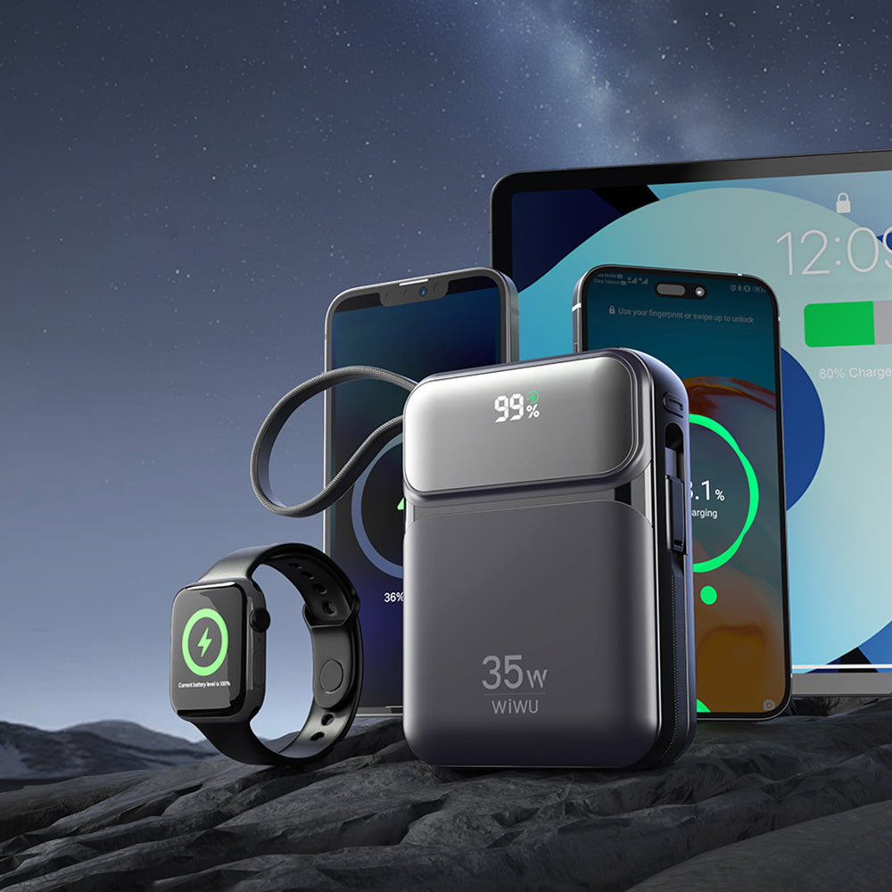 Wiwu Wi-P052 Galaxy Serisi Type-C Lightning Çıkışlı Taşınabilir Powerbank PD 35W 10000mAh Beyaz