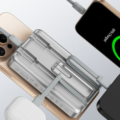 Wiwu Wi-P056 Taşınabilir Wireless Şarj ve PD Hızlı Şarj Özellikli Powerbank 15W 10000mAh Gri