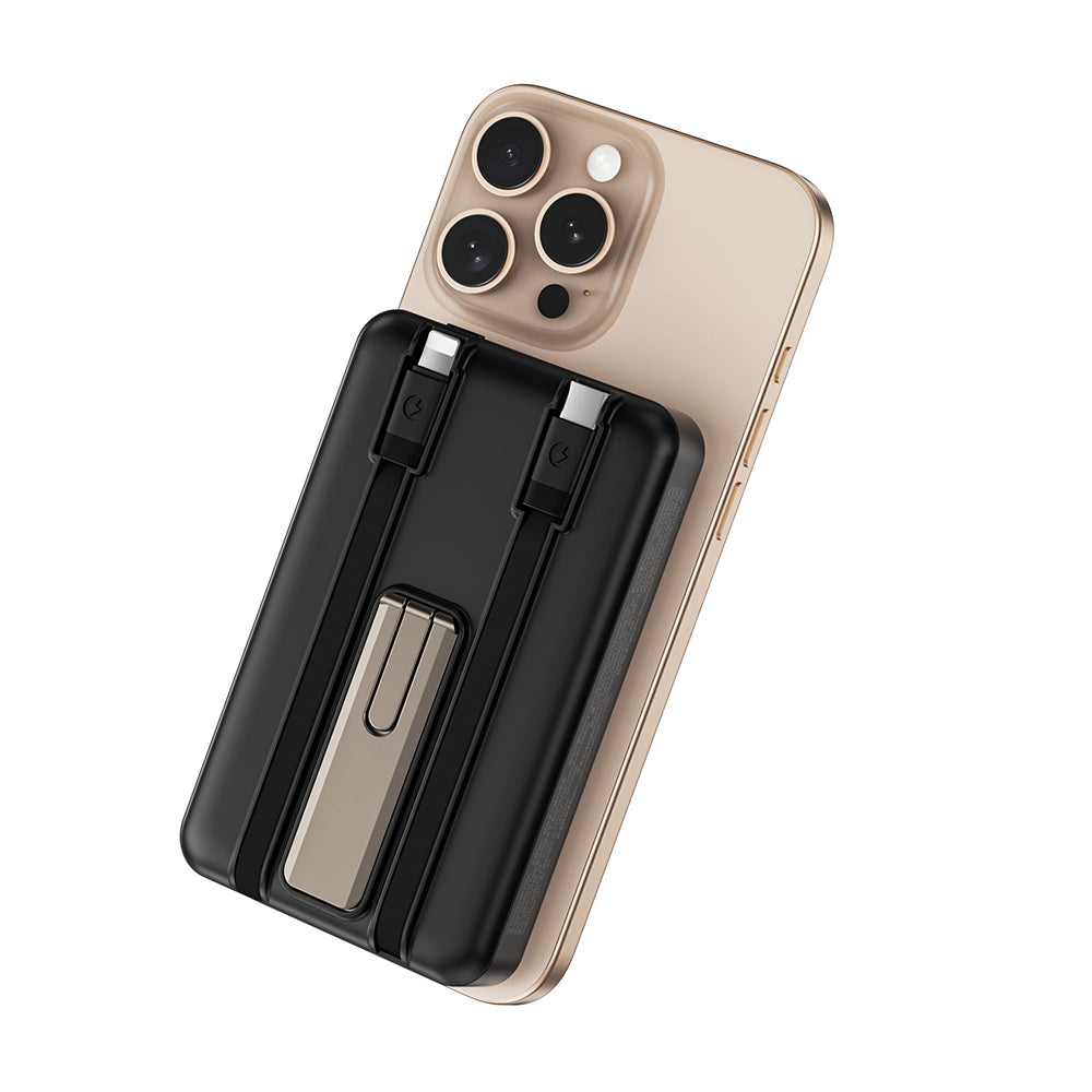 Wiwu Wi-P056 Taşınabilir Wireless Şarj ve PD Hızlı Şarj Özellikli Powerbank 15W 10000mAh Siyah