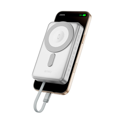 Wiwu Wi-P056 Taşınabilir Wireless Şarj ve PD Hızlı Şarj Özellikli Powerbank 15W 10000mAh Siyah