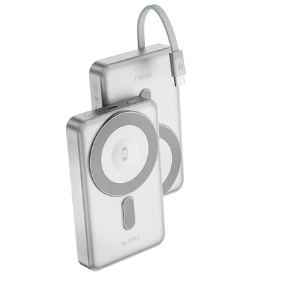 Wiwu Wi-P056 Taşınabilir Wireless Şarj ve PD Hızlı Şarj Özellikli Powerbank 15W 10000mAh Siyah