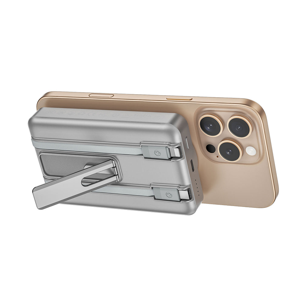 Wiwu Wi-P056 Taşınabilir Wireless Şarj ve PD Hızlı Şarj Özellikli Powerbank 15W 10000mAh Siyah